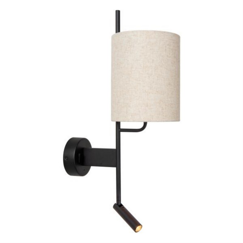 Lucide MAGIC Wandlamp 1xE27 Met USB oplaadpunt Zwart + compacte spot - Afbeelding 3