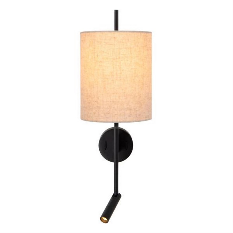 Lucide MAGIC Wandlamp 1xE27 Met USB oplaadpunt Zwart + compacte spot - Afbeelding 5