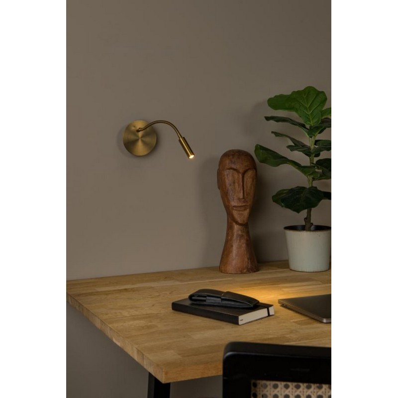 Lucide JOLIJN Oplaadbare Bedlamp / Wandlamp Accu/Batterij Ø 11 cm LED 1x2W 3000K Magnetisch Mat Goud / Messing - Afbeelding 2