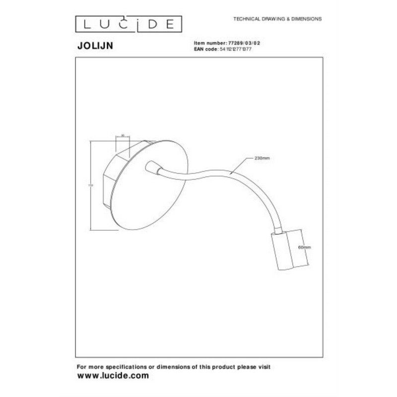 Lucide JOLIJN Oplaadbare Bedlamp / Wandlamp Accu/Batterij Ø 11 cm LED 1x2W 3000K Magnetisch Mat Goud / Messing - Afbeelding 3