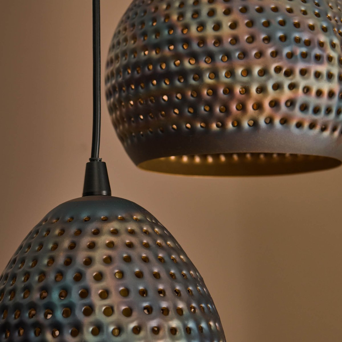 StoerLights Hanglamp Getrapt Punch Mix 5xE27 Zwart/Bruin - Afbeelding 4