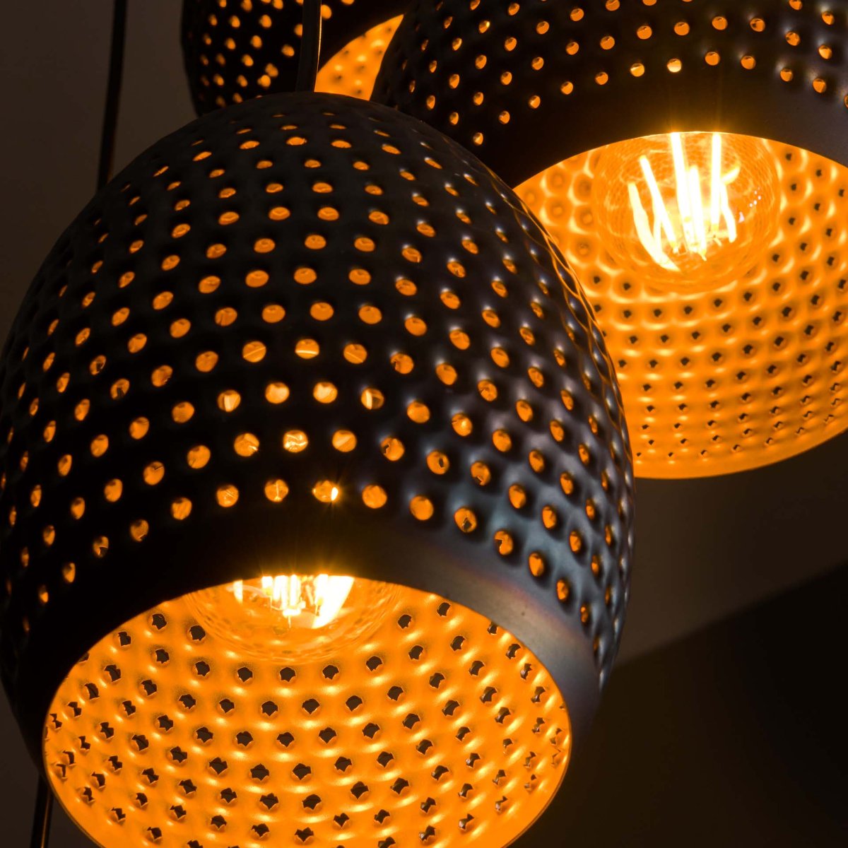 StoerLights Hanglamp Getrapt Punch Mix 5xE27 Zwart/Bruin - Afbeelding 3